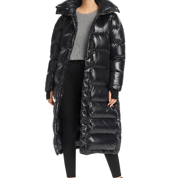 Aqua Glossy Hooded Puffer Jacket S - Picture 2 of 4